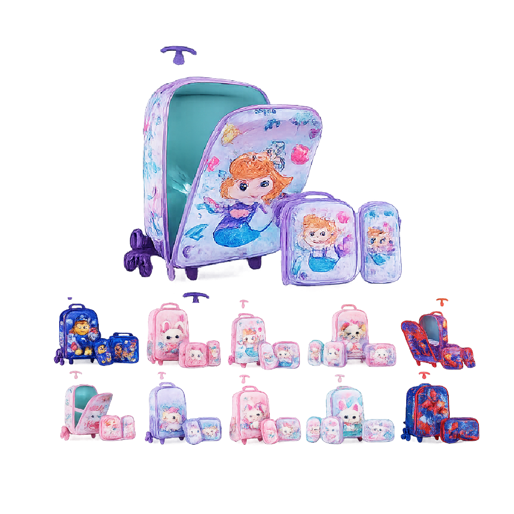 Set Mochila con Ruedas + Lonchera + Cartuchera