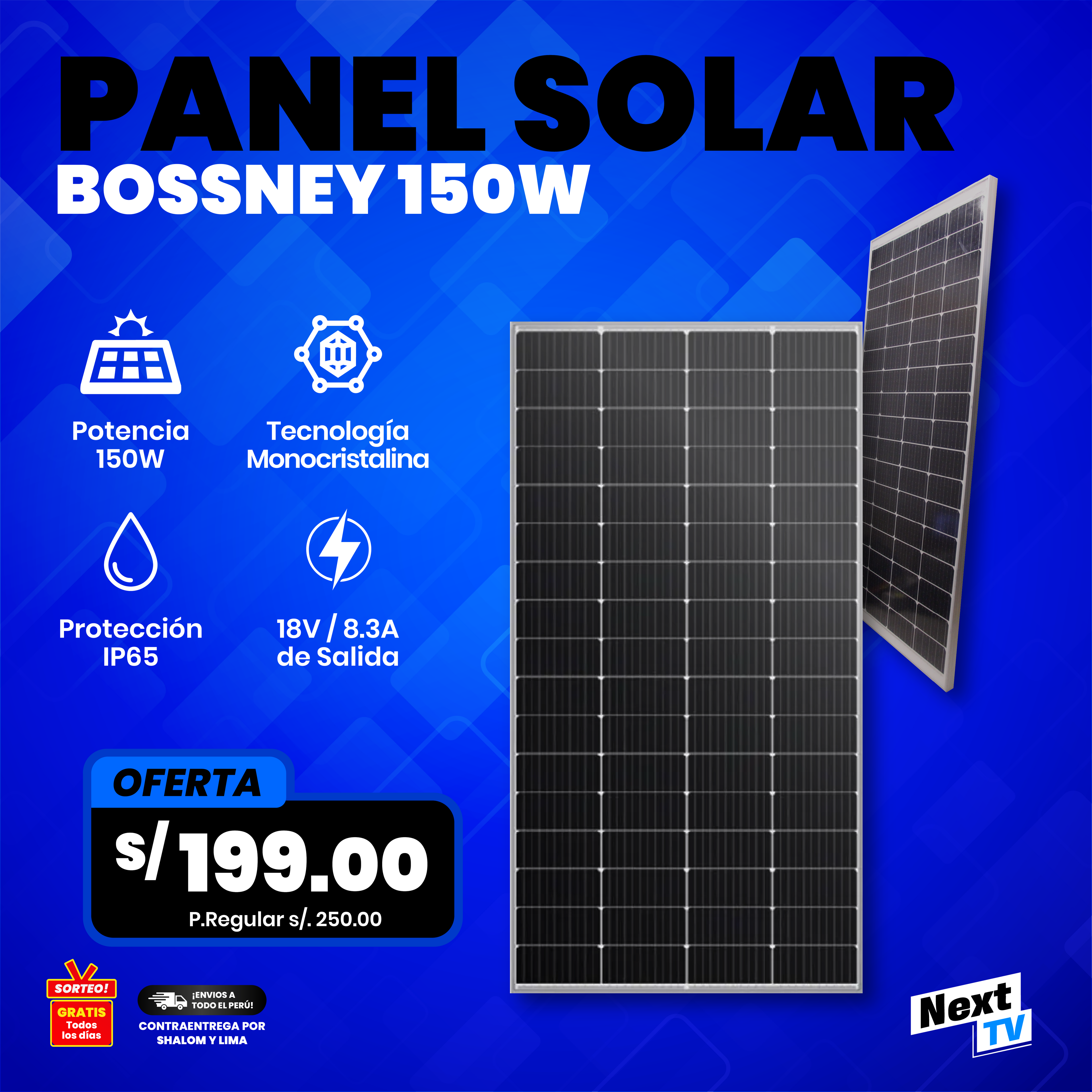 PANEL SOLAR BOSSNEY 150W