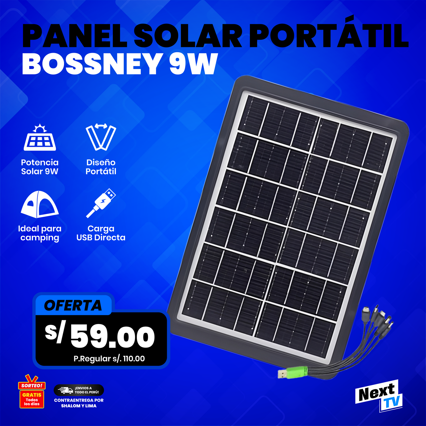 PANEL SOLAR BOSSNEY 9W