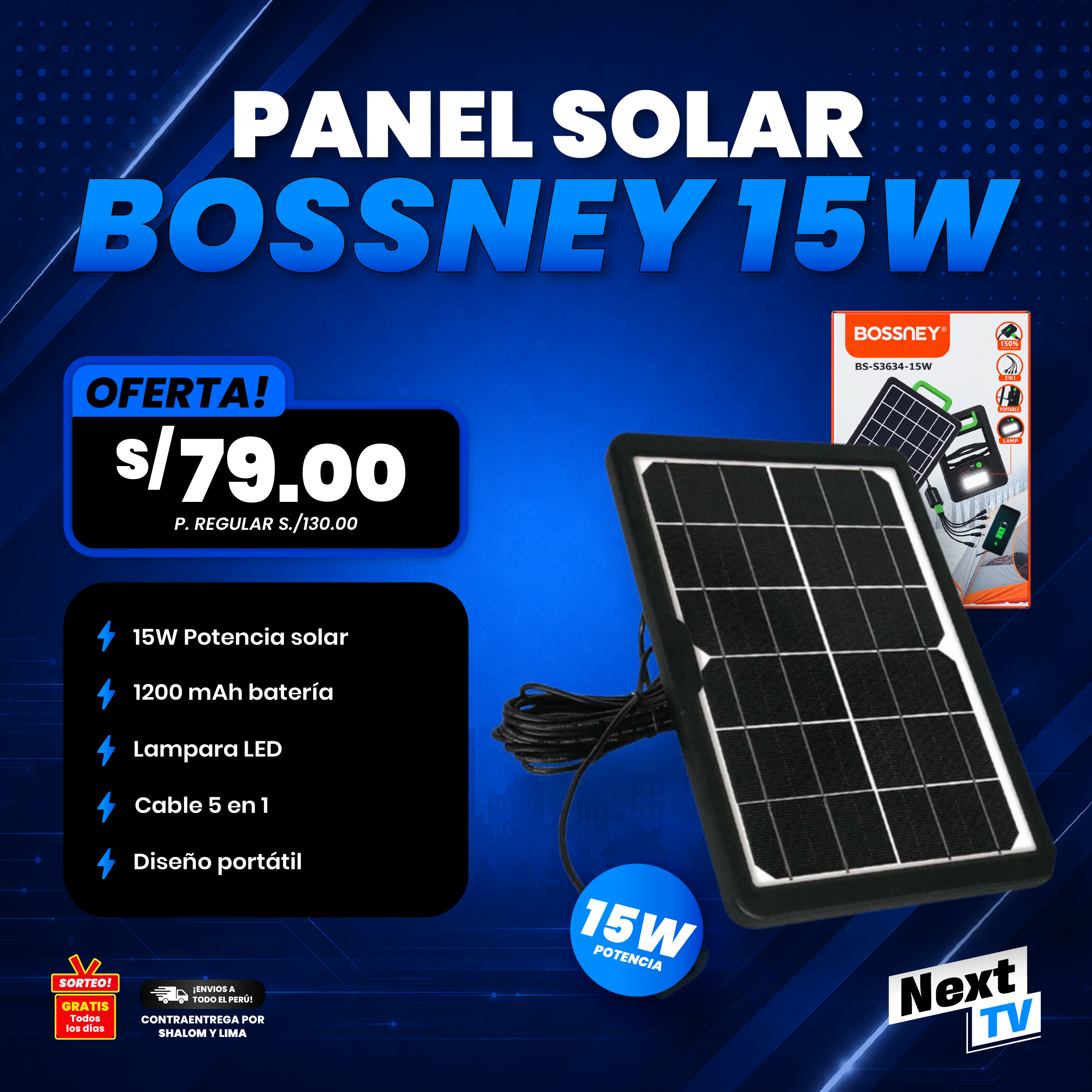 PANEL SOLAR BOSSNEY 15W