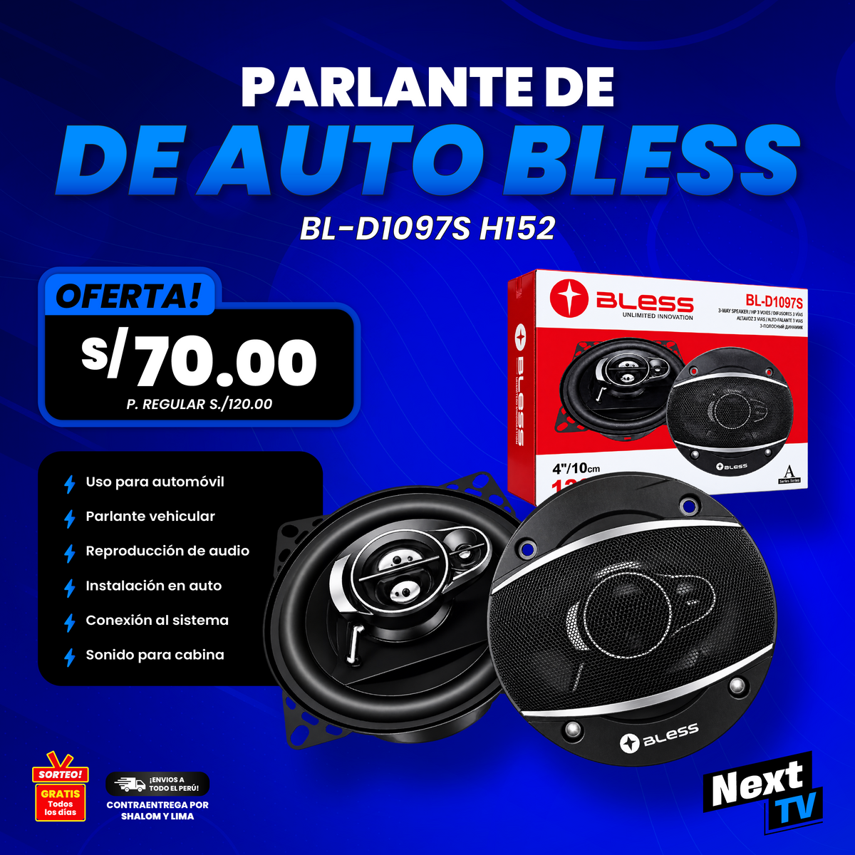 PARLANTE DE AUTO BLESS BL-D1097S H152