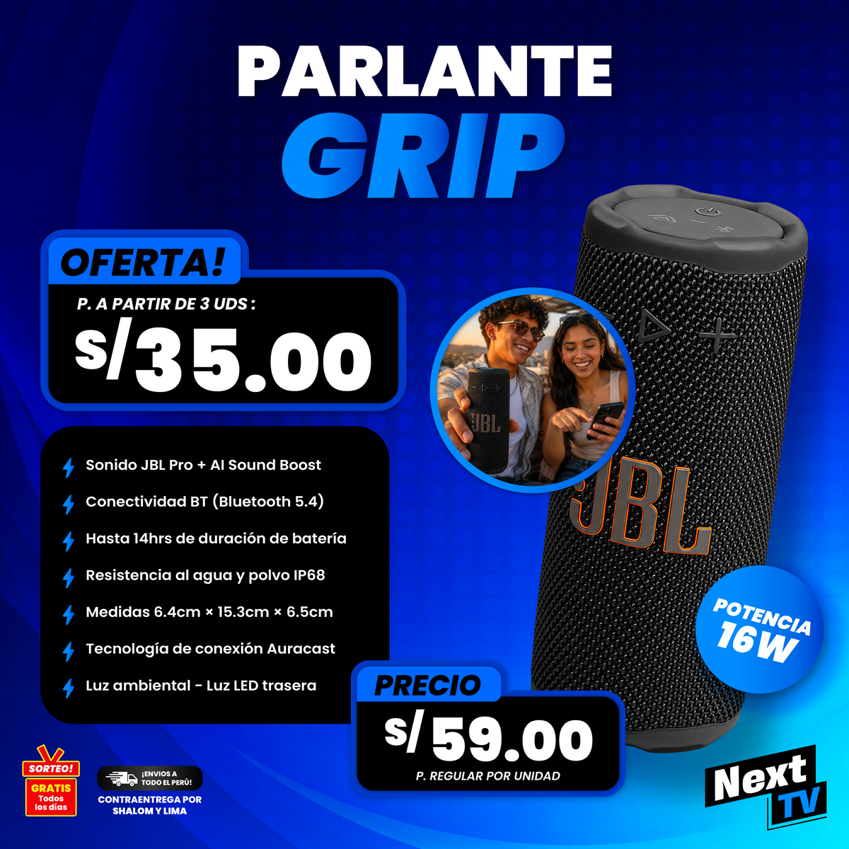 PARLANTE JBL GRIP POR MAYOR 3 UNIDADES