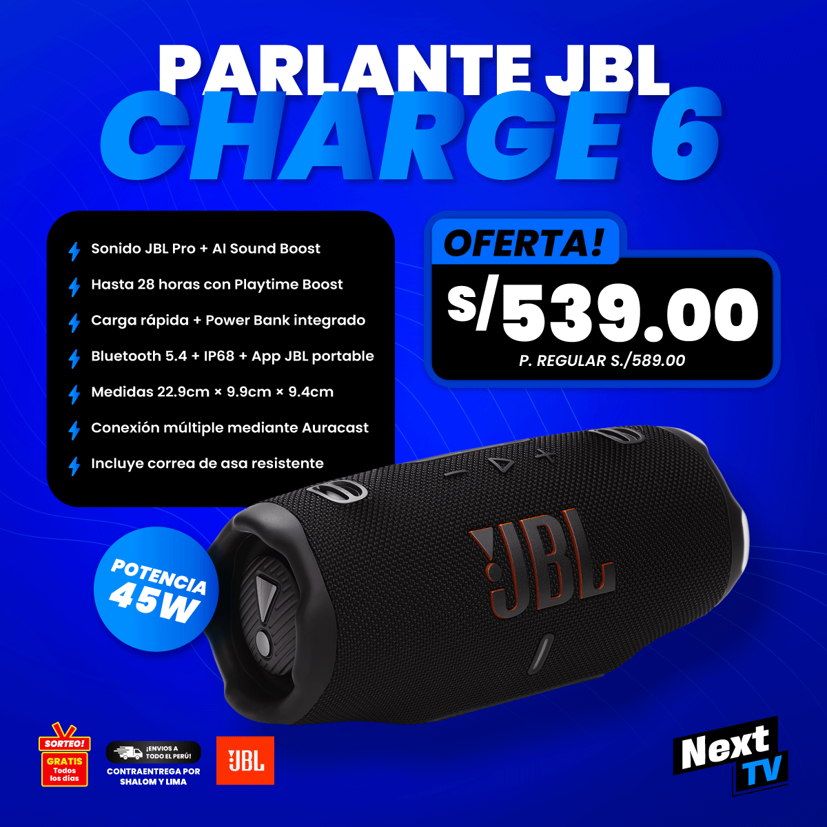 PARLANTE JBL CHARGE 6 - ORIGINAL