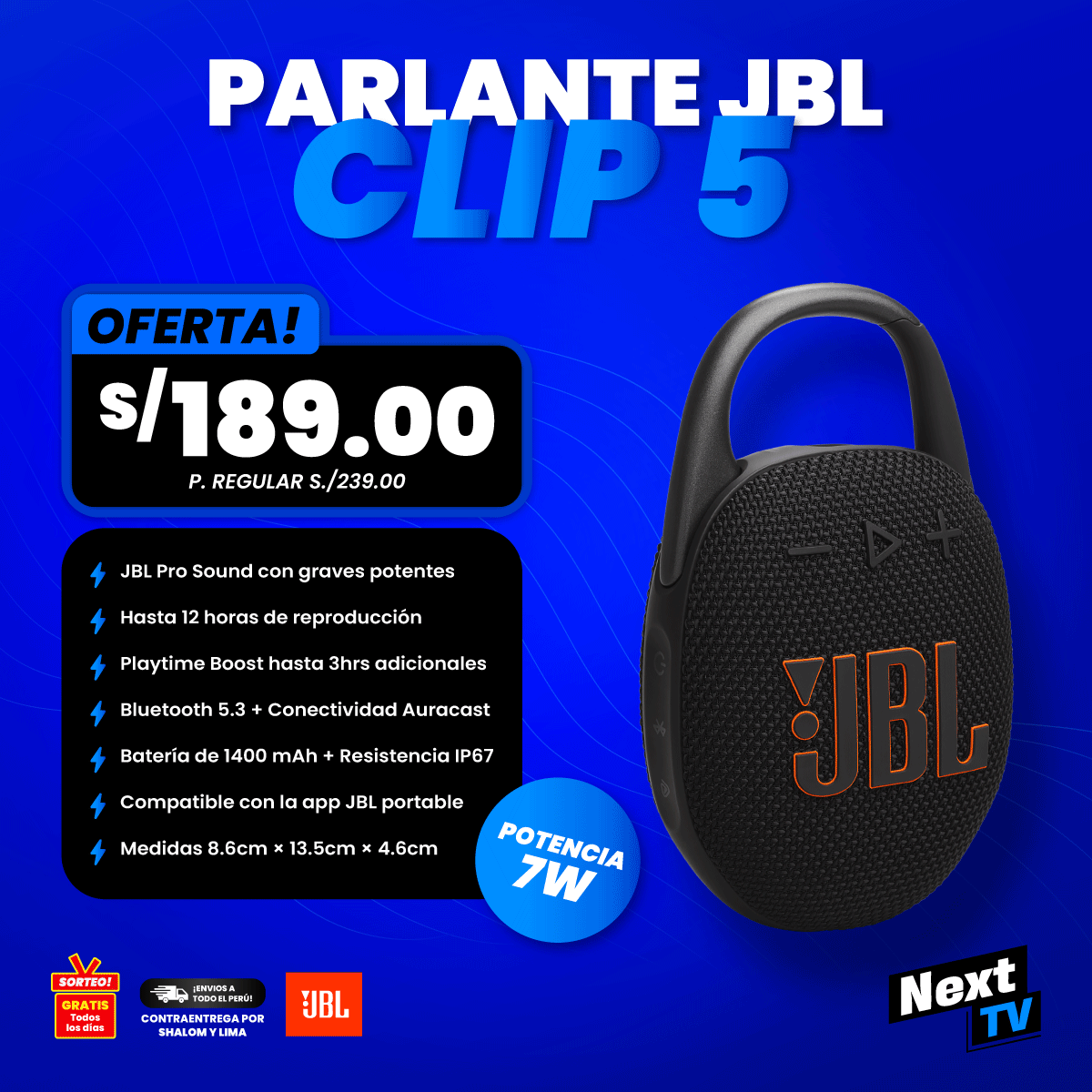 PARLANTE JBL CLIP 5 - ORIGINAL