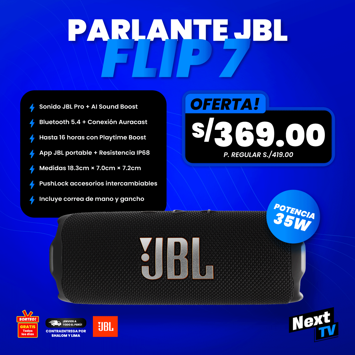 PARLANTE JBL FLIP 7 - ORIGINAL