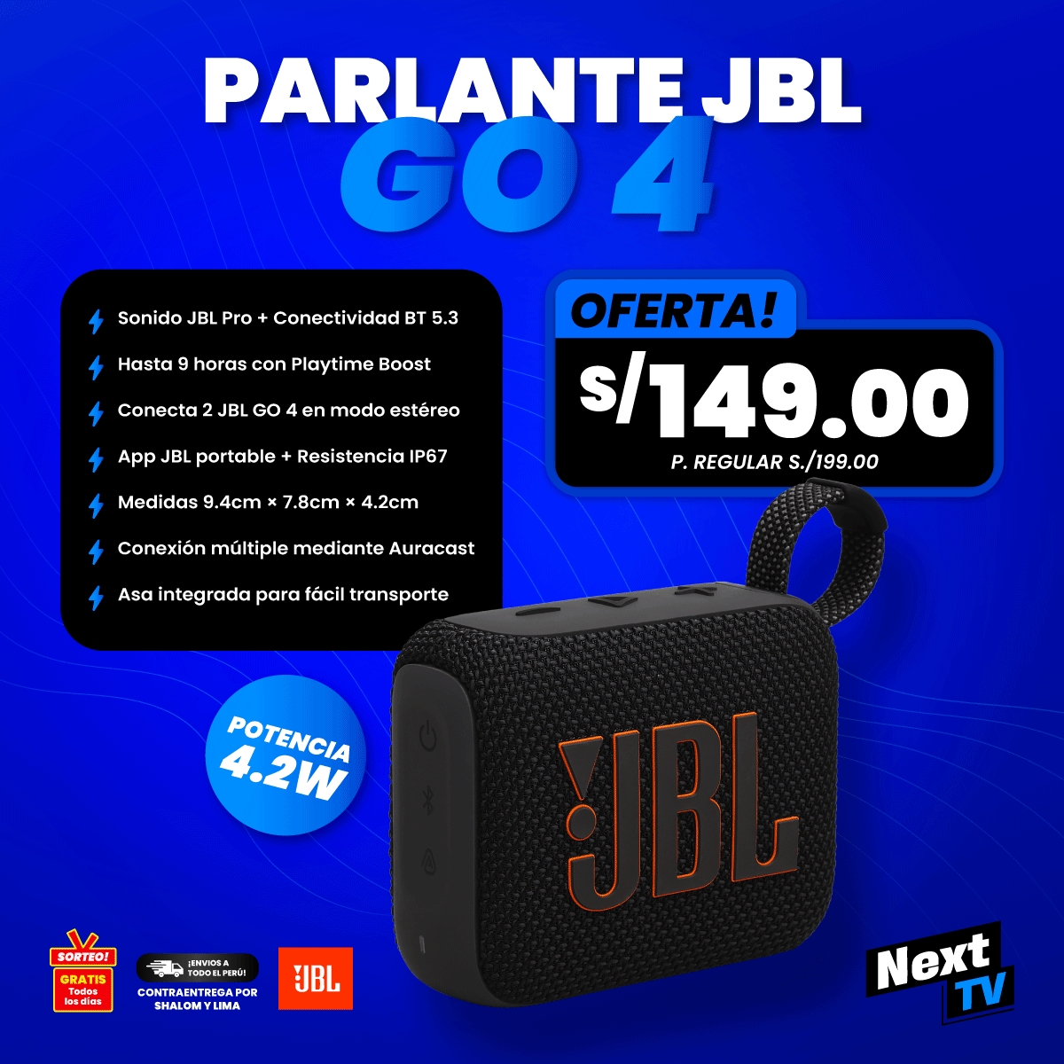 PARLANTE JBL GO4 - ORIGINAL