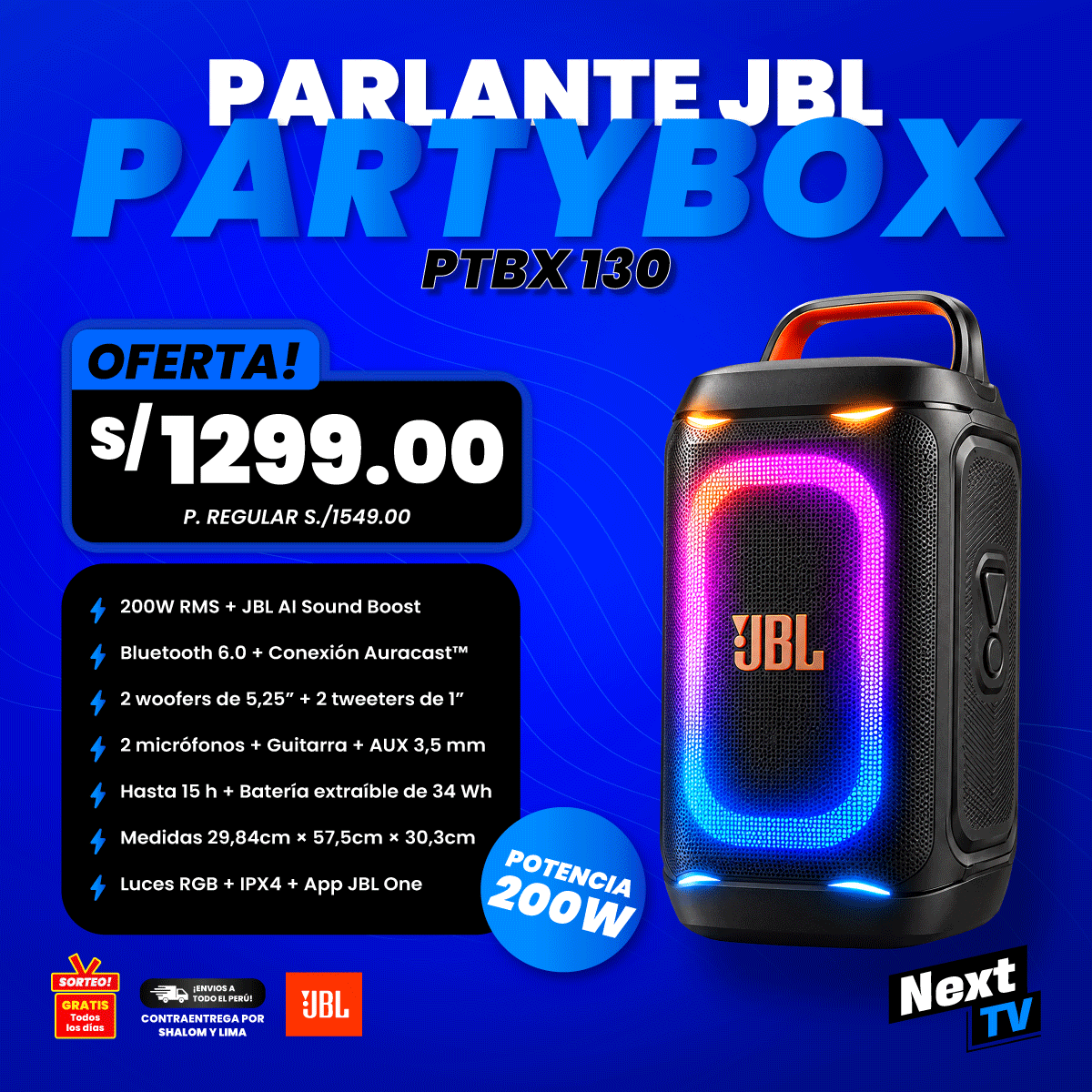 PARLANTE JBL PARTY BOX 130 - ORIGINAL - 01083