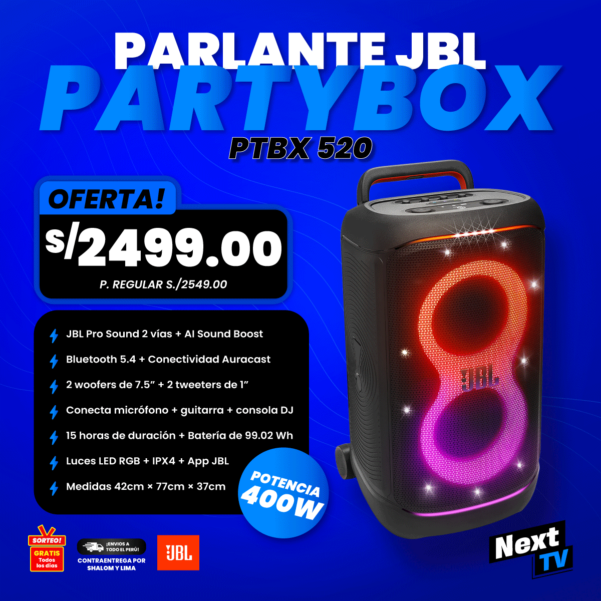 PARLANTE JBL PARTYBOX PTBX 520 - ORIGINAL