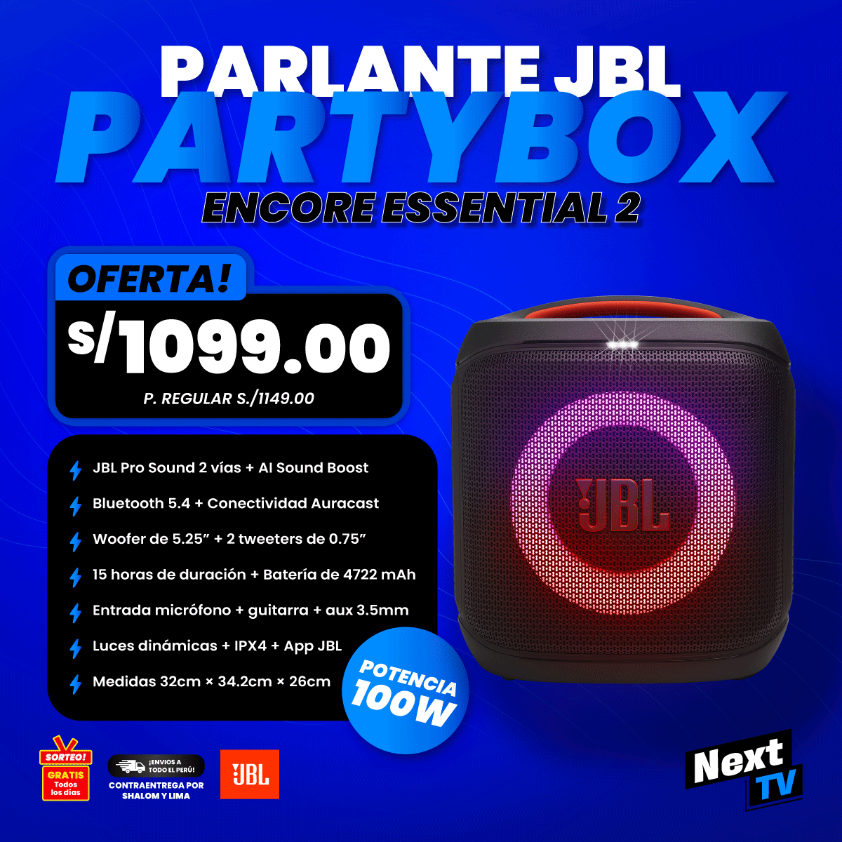 PARLANTE JBL PARTYBOX ENCORE ESSENTIAL 2 - ORIGINAL