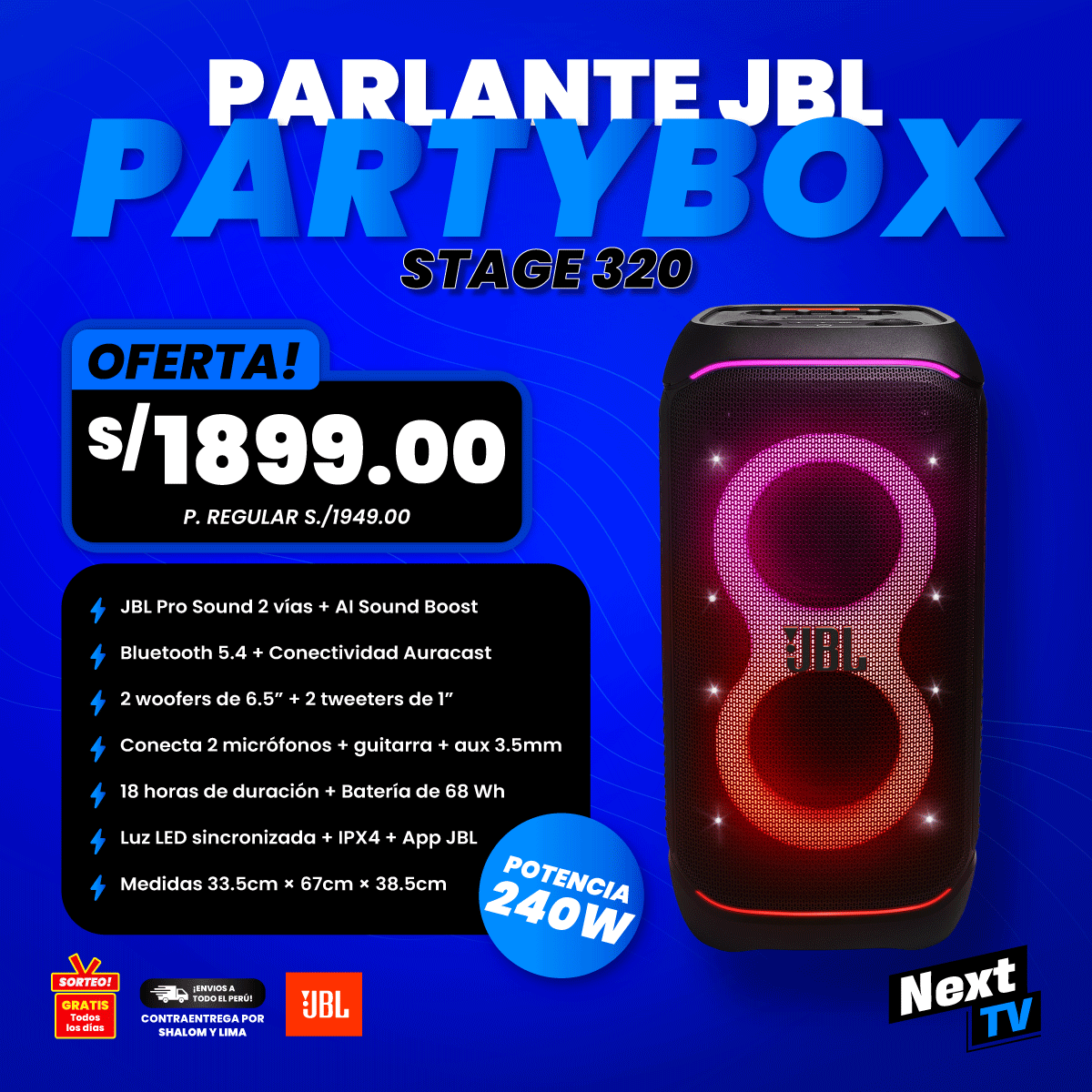 PARLANTE JBL PARTYBOX STAGE 320 - ORIGINAL