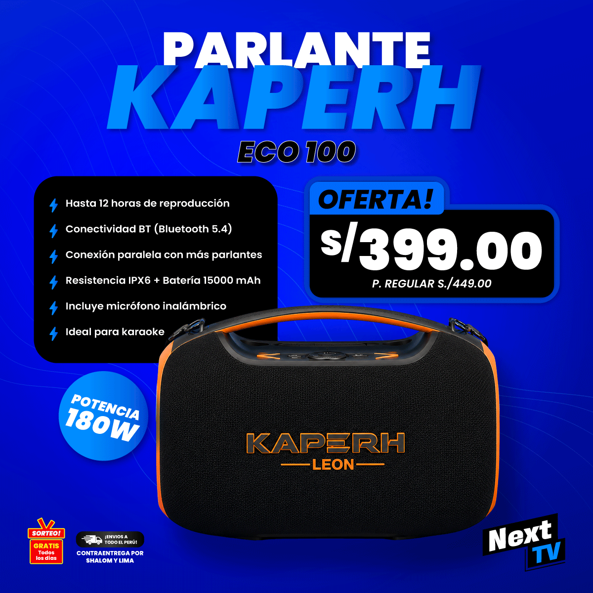 PARLANTE KAPERH 26 - ECO 100 + MICRÓFONO INALÁMBRICO