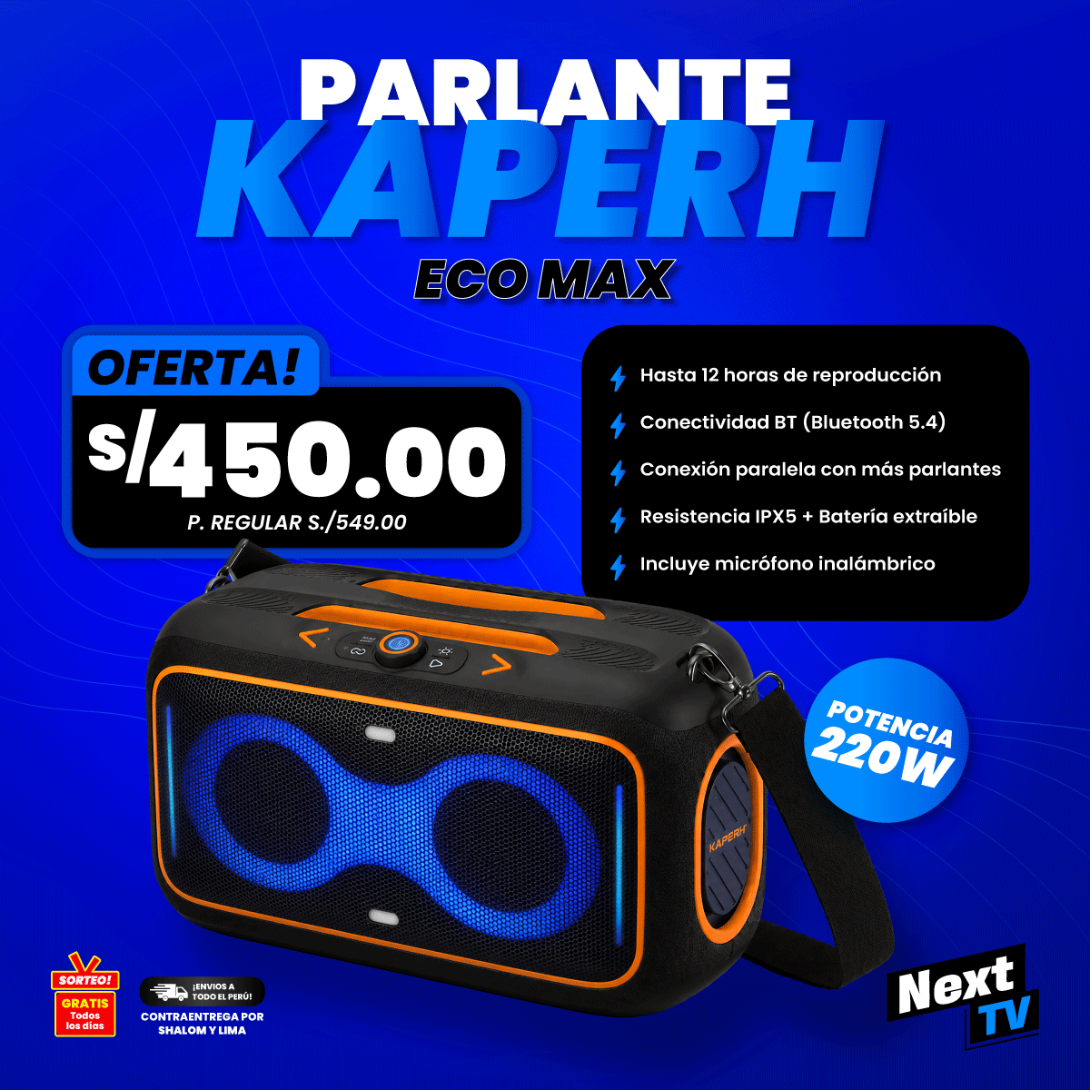 PARLANTE KAPERH 27 - ECO MAX + MICRÓFONO INALÁMBRICO