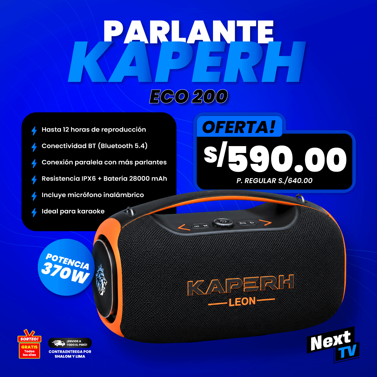 PARLANTE KAPERH 29 - ECO 200 + MICRÓFONO INALÁMBRICO