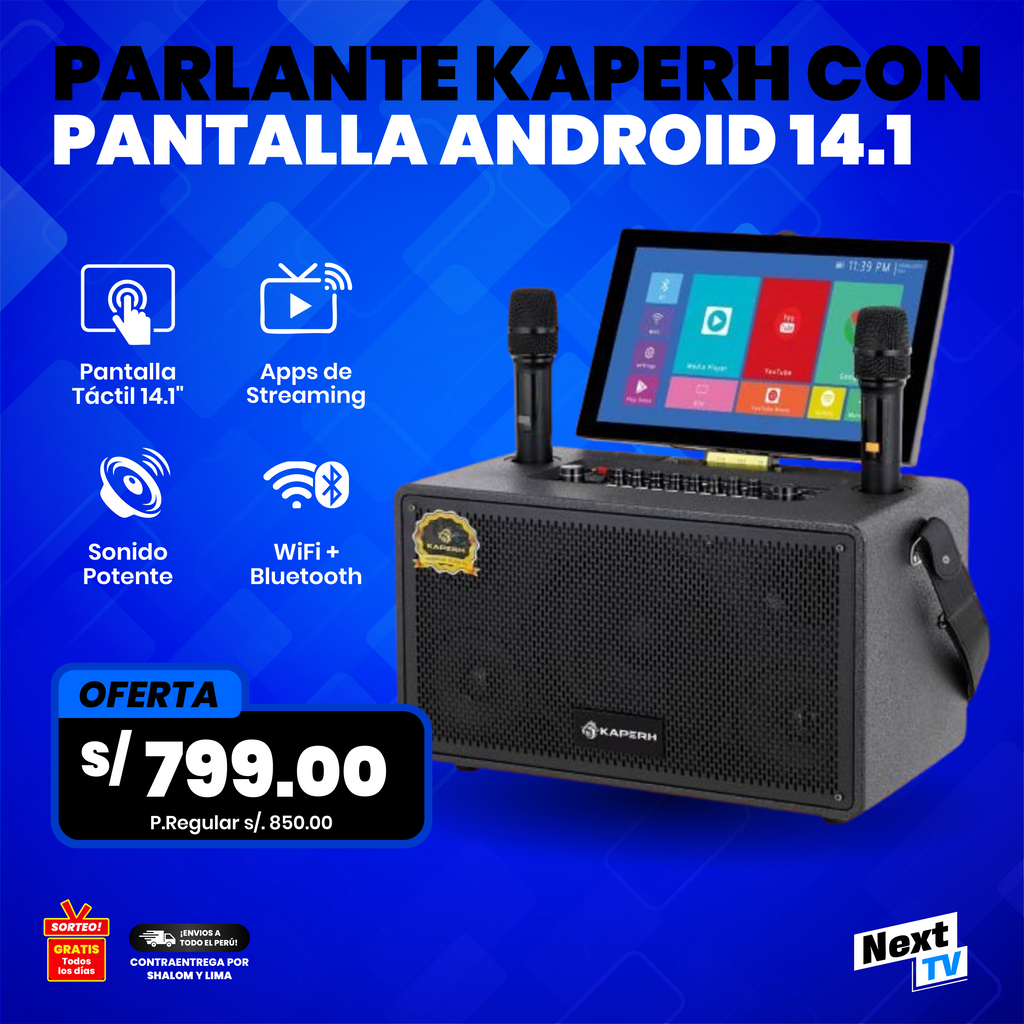 PARLANTE KAPERH CON PANTALLA ANDROID 14.1"