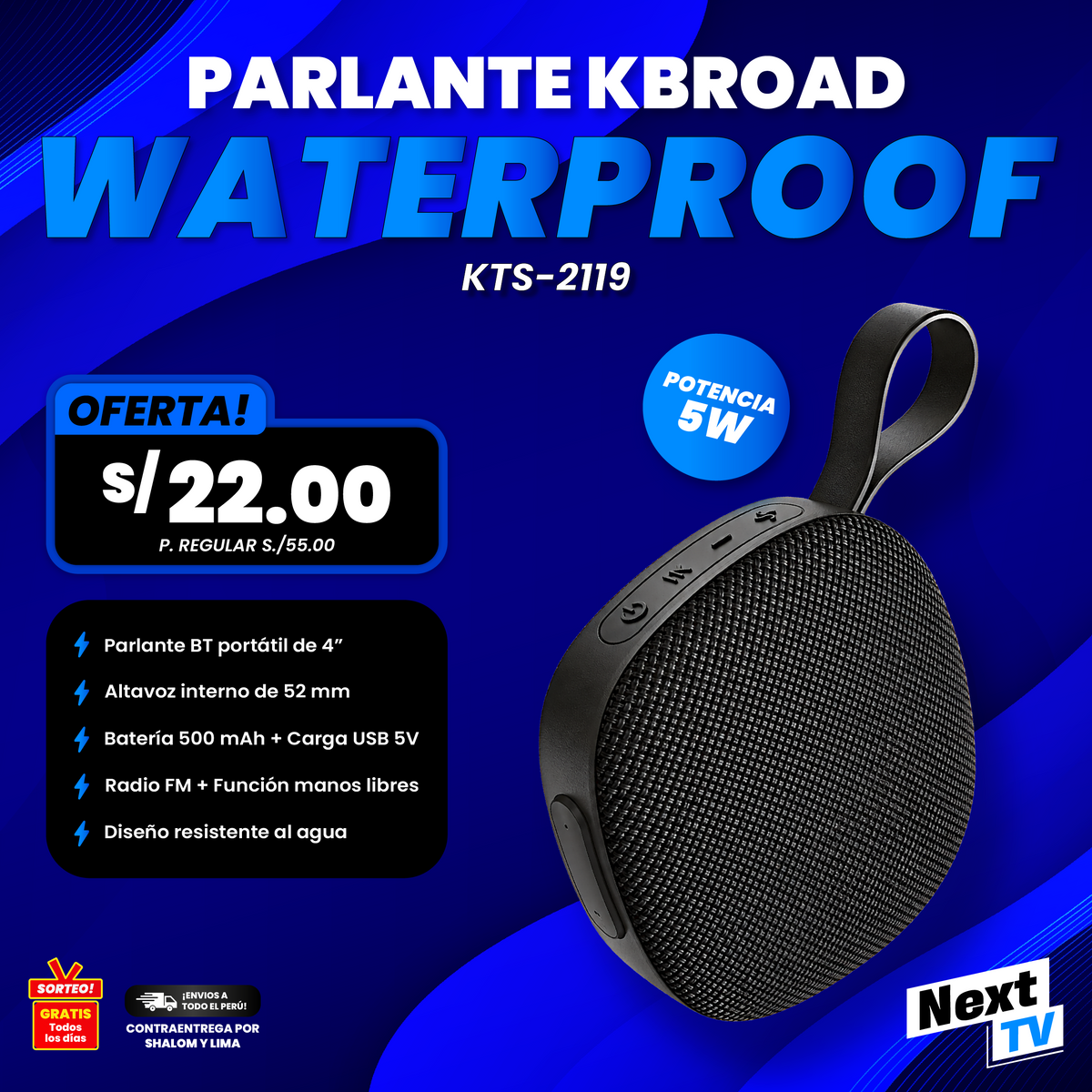 PARLANTE KBROAD WATERPROOF KTS-2119 - P1039