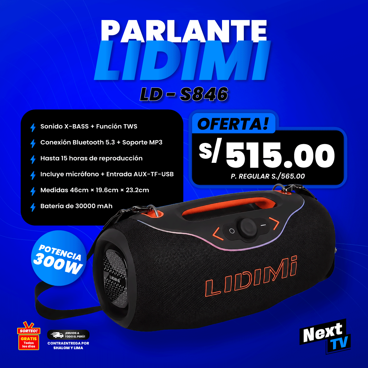 PARLANTE LIDIMI LD-S846 300W