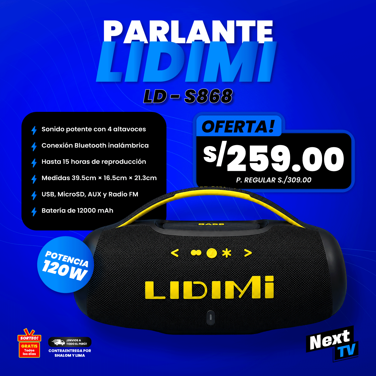 PARLANTE LIDIMI LD-S868 120W
