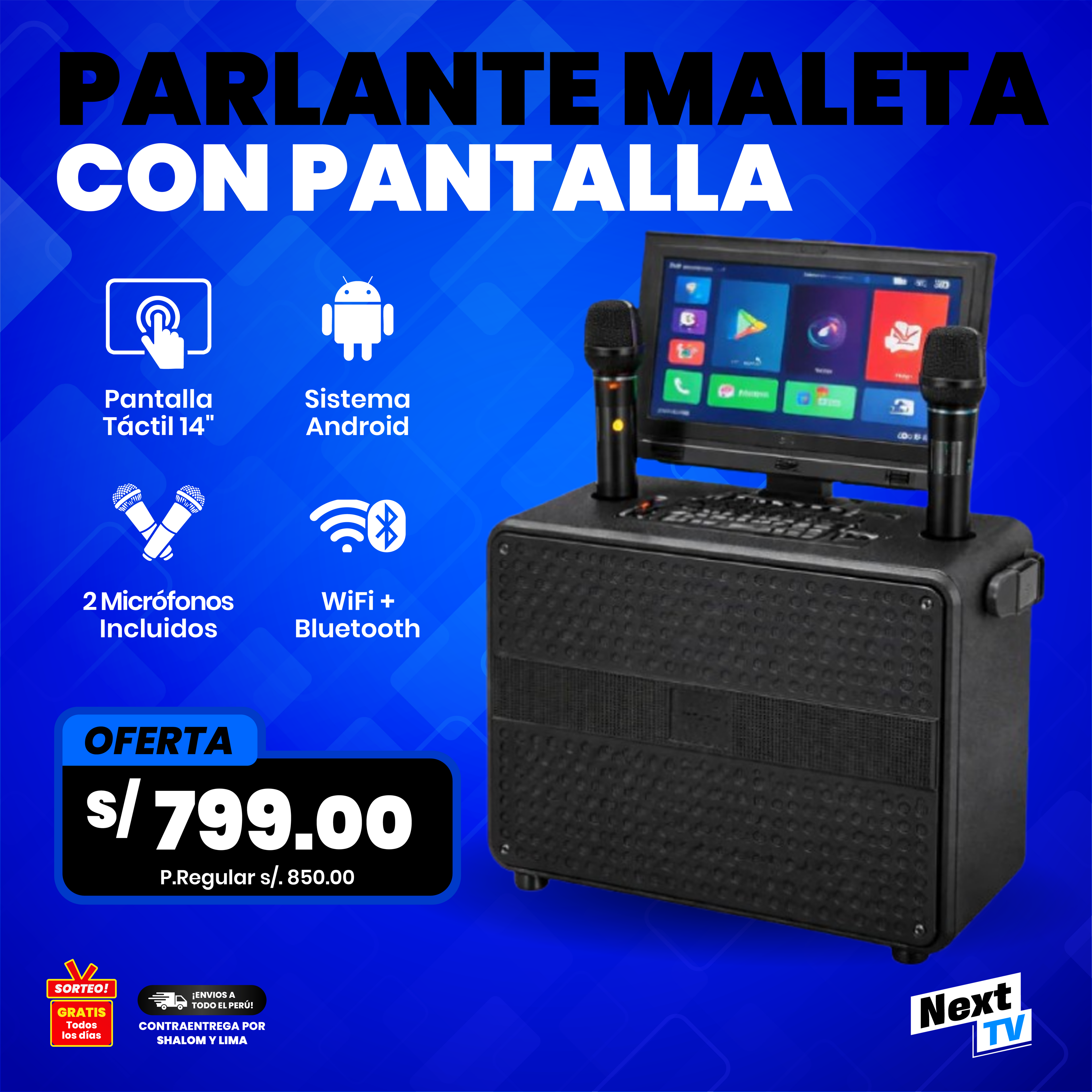 PARLANTE MALETA CON PANTALLA