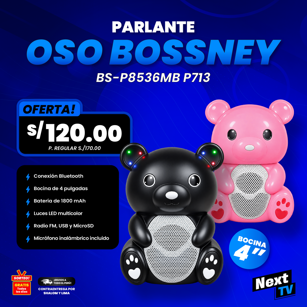 PARLANTE OSO BOSSNEY BS-P8536MB P713