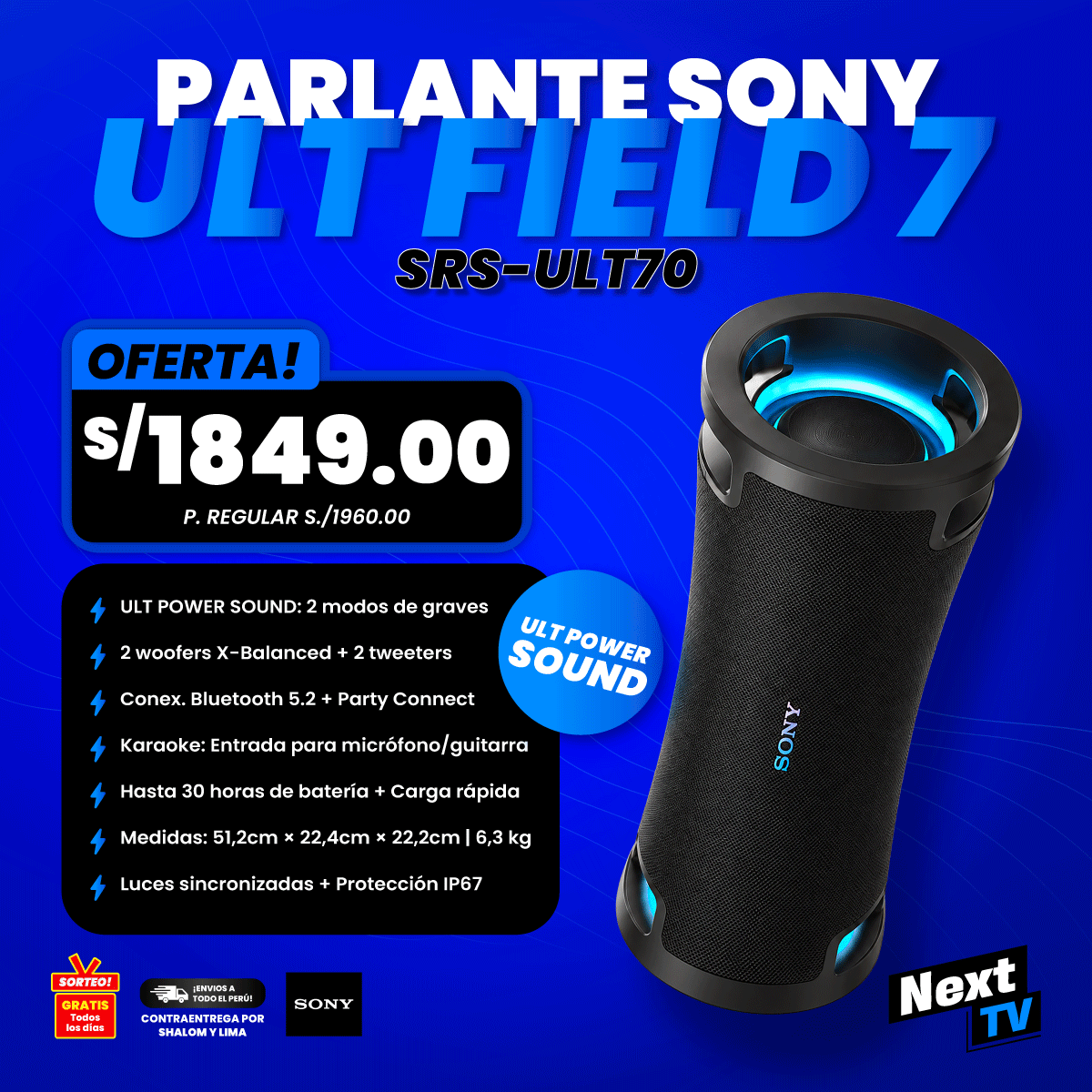 PARLANTE SONY ULT FIELD 7 SRS-ULT70 - ORIGINAL - 01081