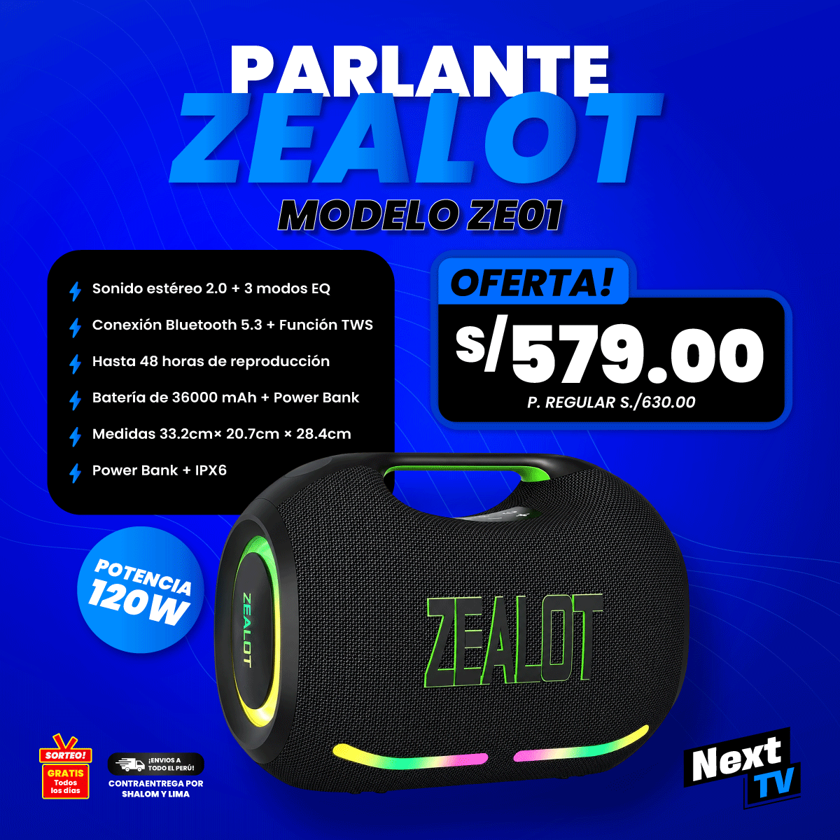 PARLANTE ZEALOT ZE01 120W