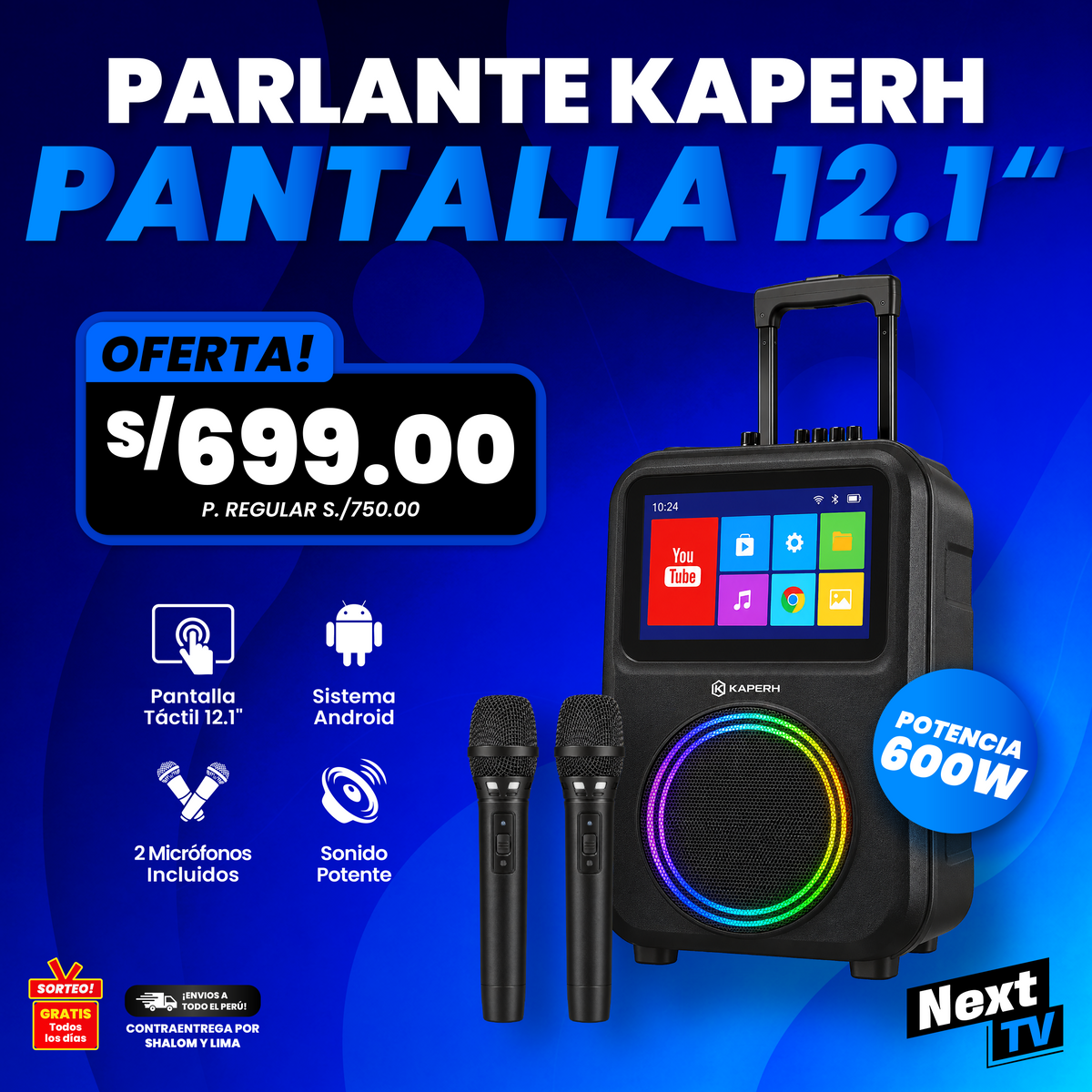 PARLANTE KAPERH CON PANTALLA 12.1”