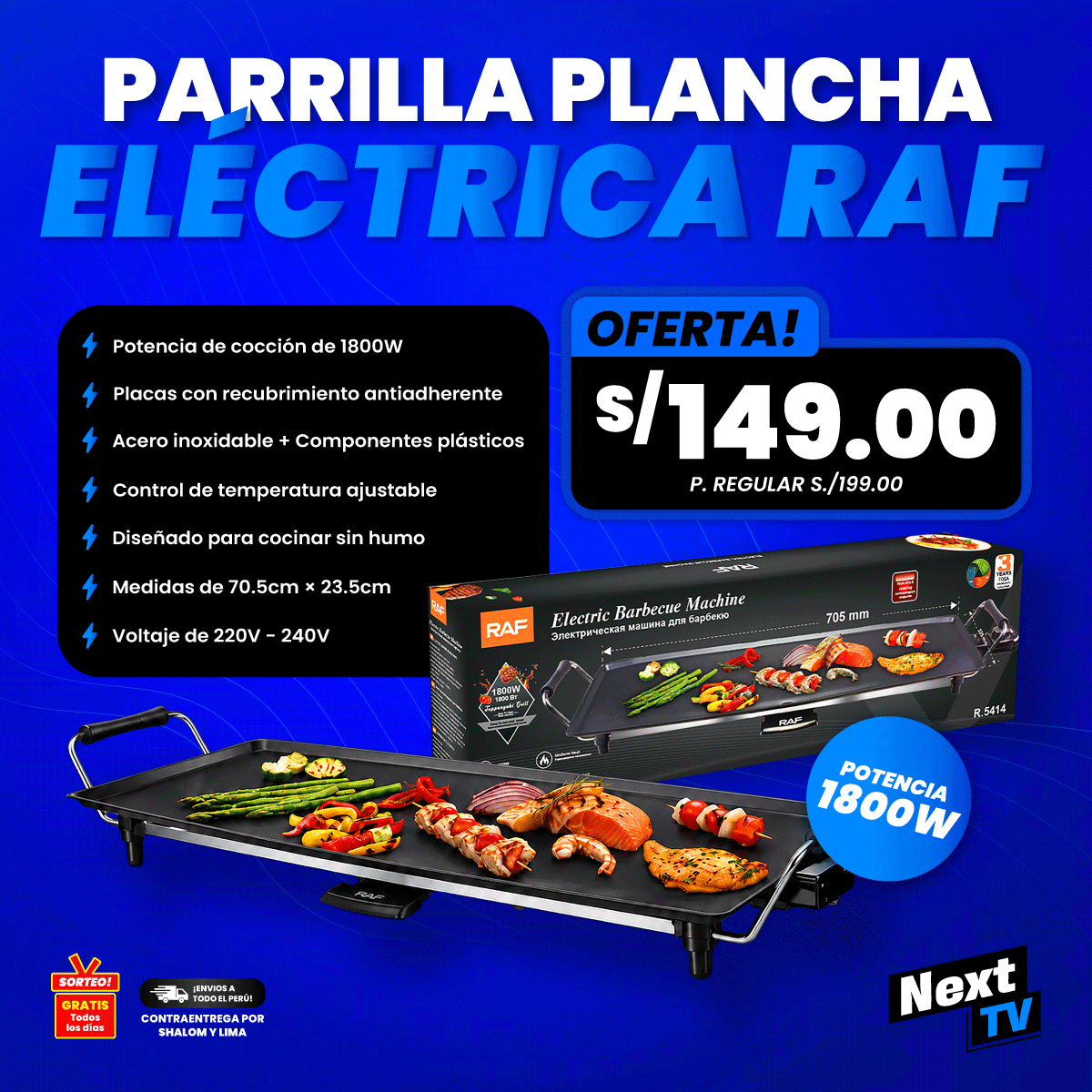PARRILLA PLANCHA ELÉCTRICA RAF