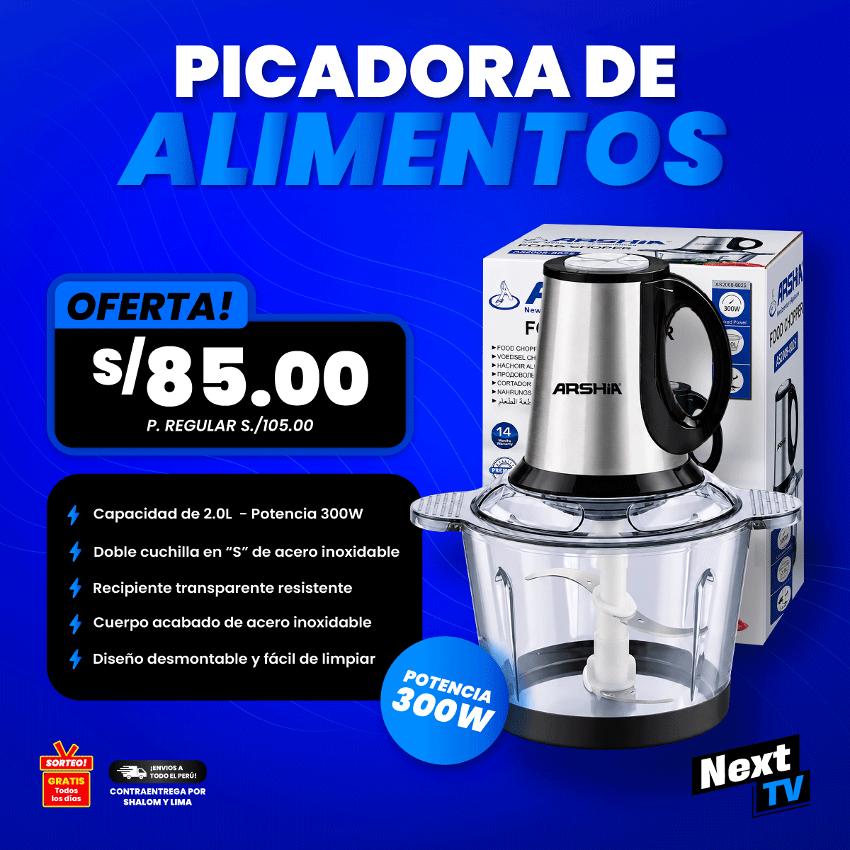 PICADORA DE ALIMENTOS 300W AS2008-8025