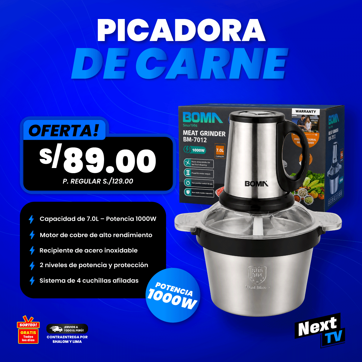 PICADORA DE CARNE 7L BM-7012 - L489