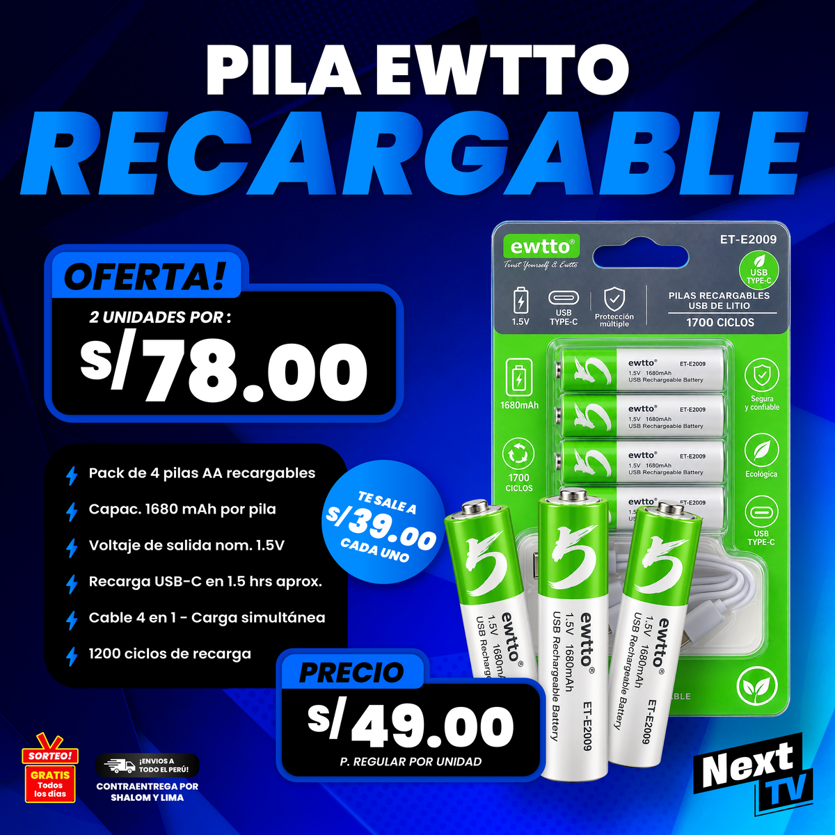 PILA RECARGABLE ET-E2009 - N2324