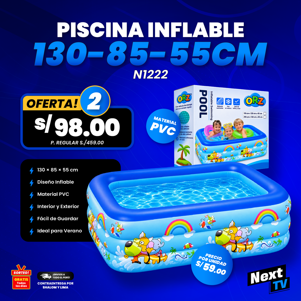 PISCINA INFLABLE 130-85-55CM N1222