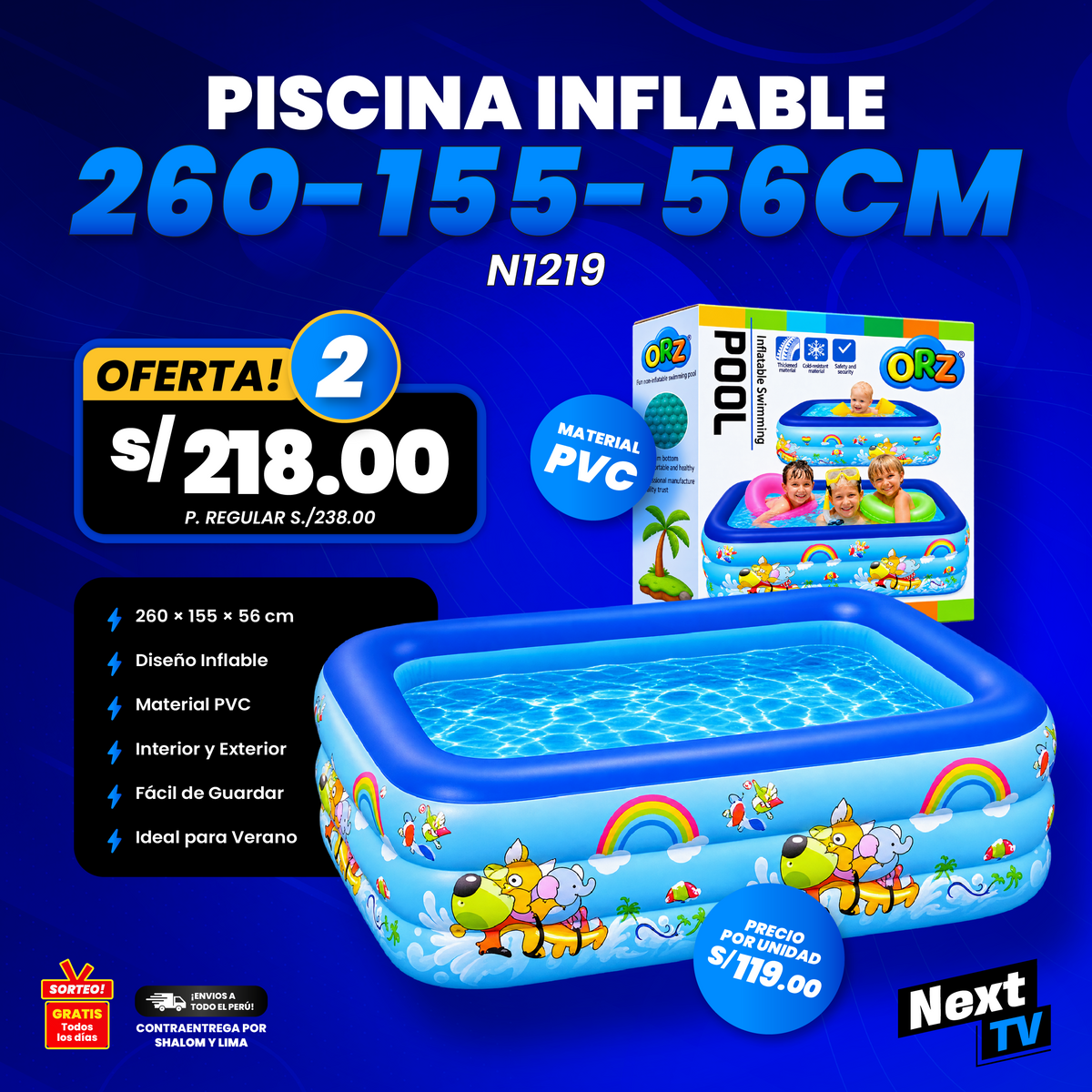 PISCINA INFLABLE 260-155-56CM N1219