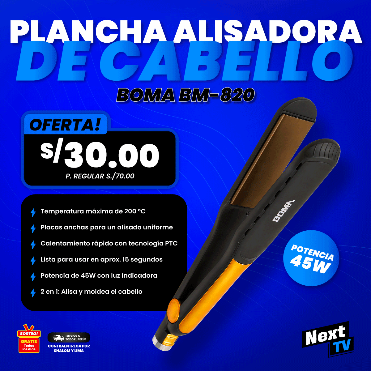 PLANCHA ALISADORA DE CABELLO BM-820 - L133