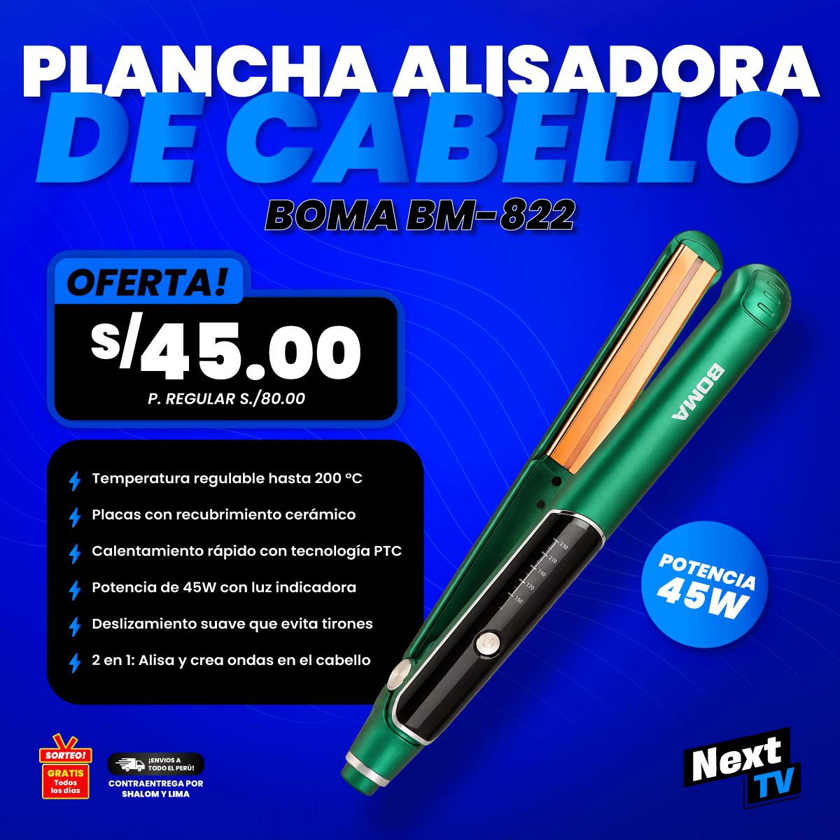 PLANCHA ALISADORA DE CABELLO BM-822 - L28
