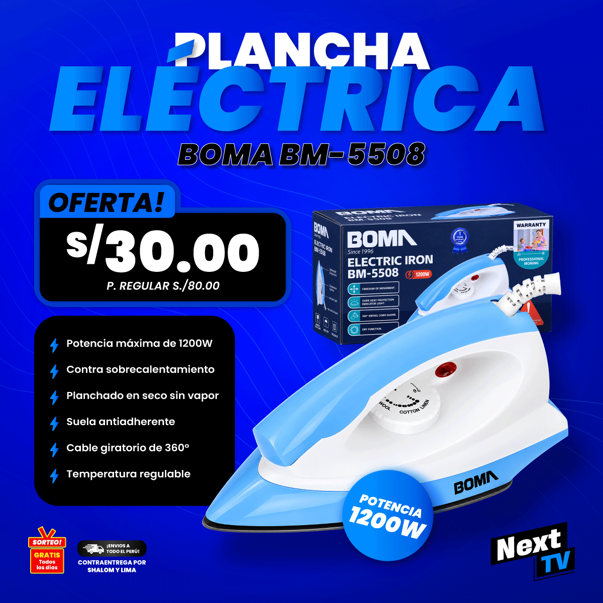 PLANCHA ELÉCTRICA 1200W BM-5508 - L70