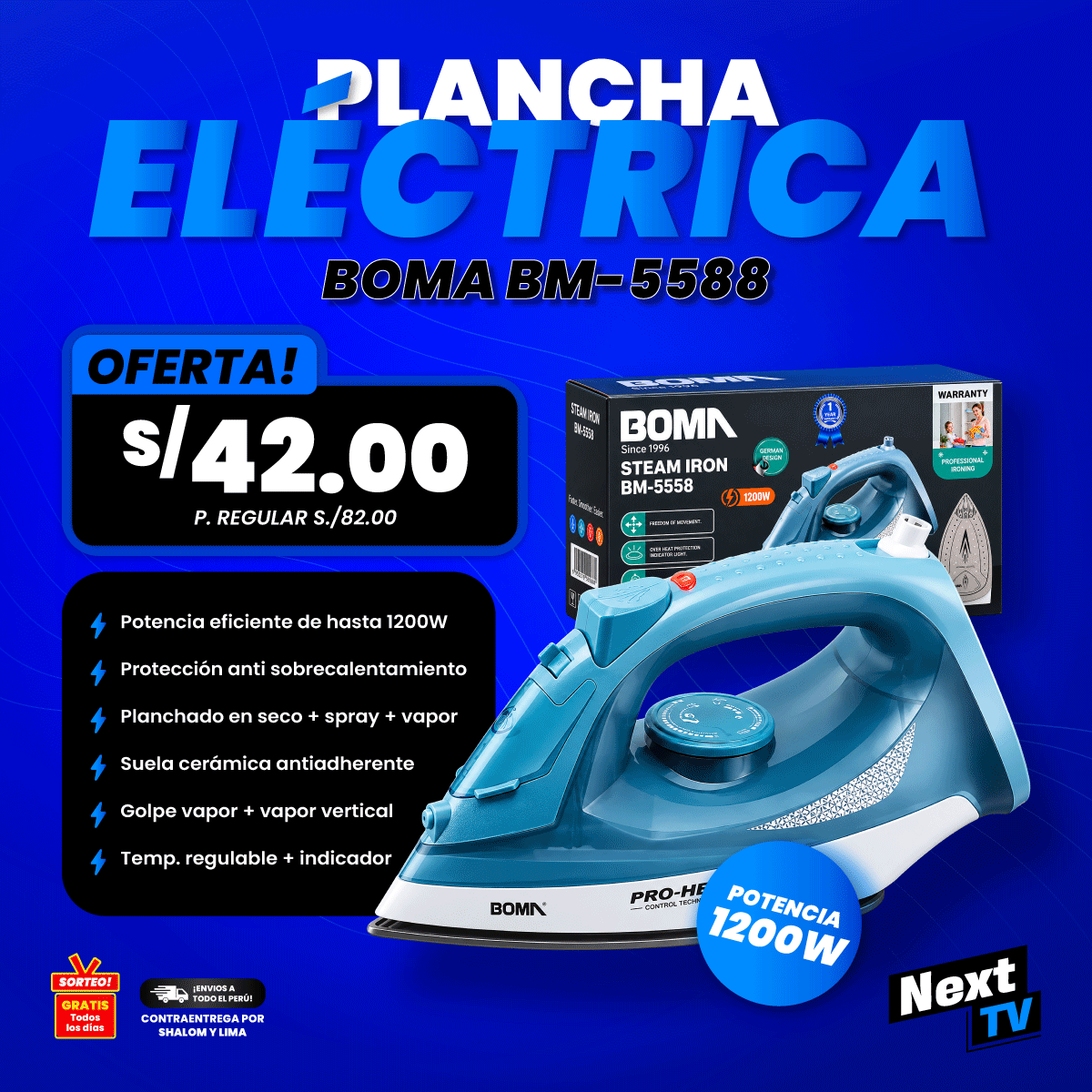 PLANCHA ELÉCTRICA 1200W BM-5558 - L811
