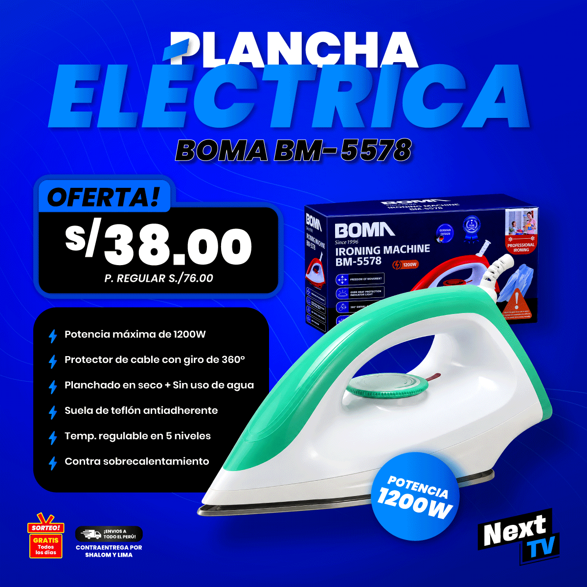 PLANCHA ELÉCTRICA 1200W BM-5578 - L77