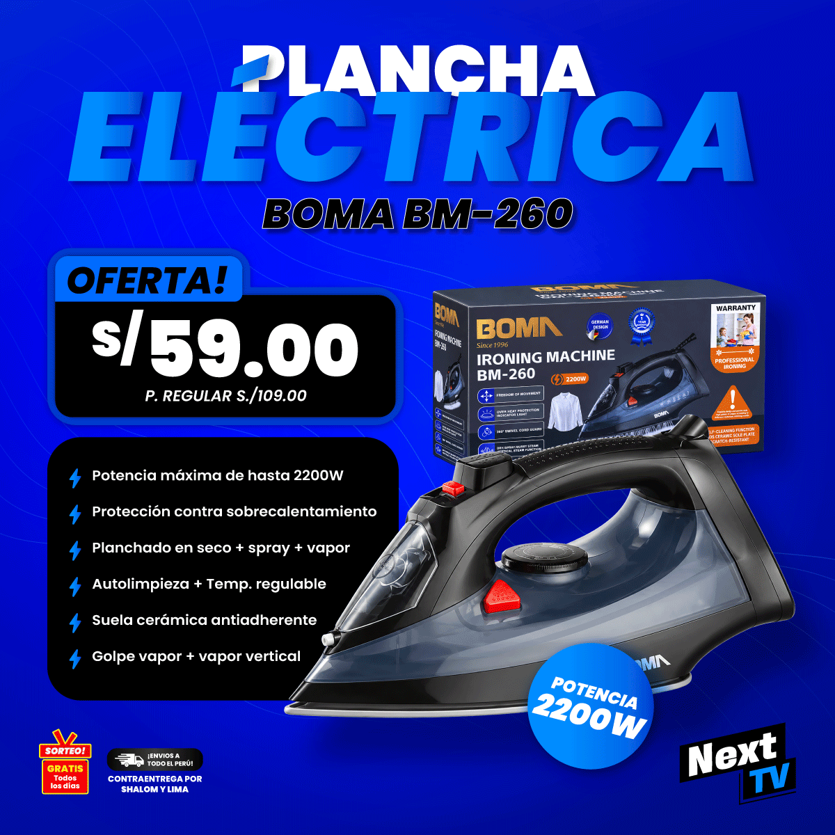 PLANCHA ELÉCTRICA 2200W BM-260 - L103