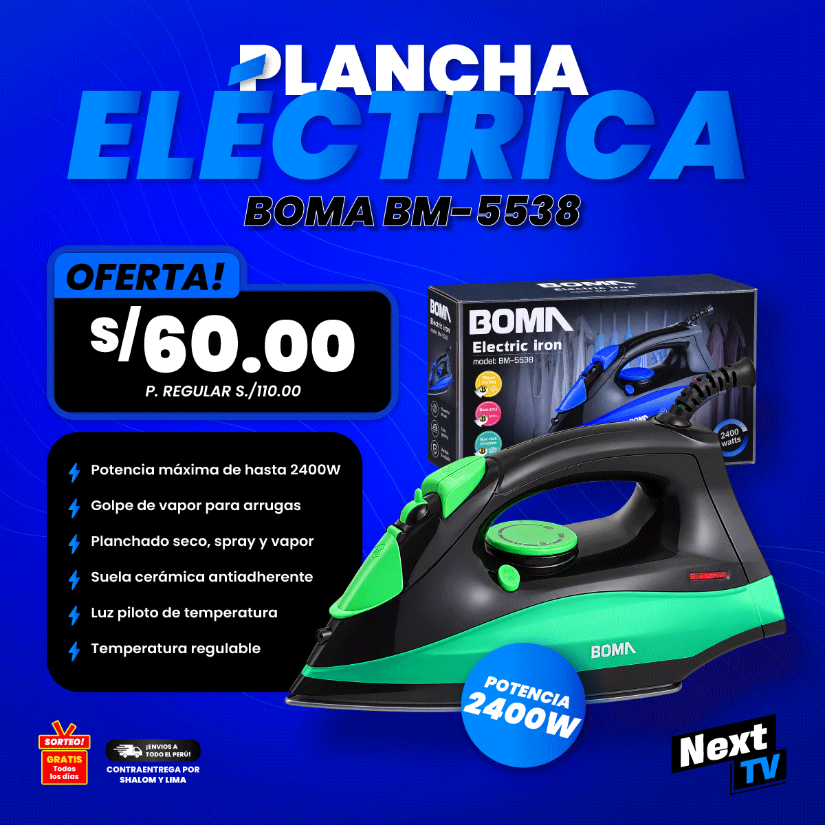 PLANCHA ELÉCTRICA 2400W BM-5538 - L105