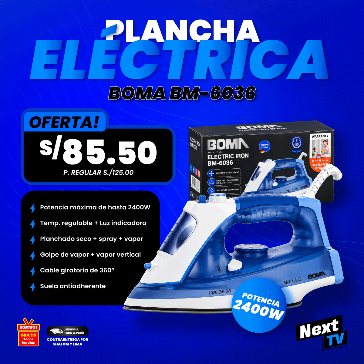 PLANCHA ELÉCTRICA 2400W BM-6036 - L810