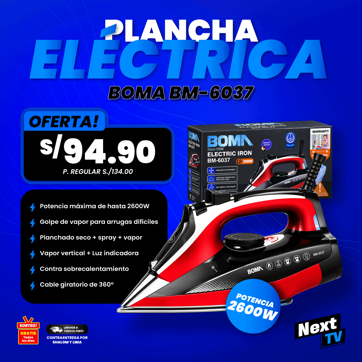 PLANCHA ELÉCTRICA 2600W BM-6037 - L808