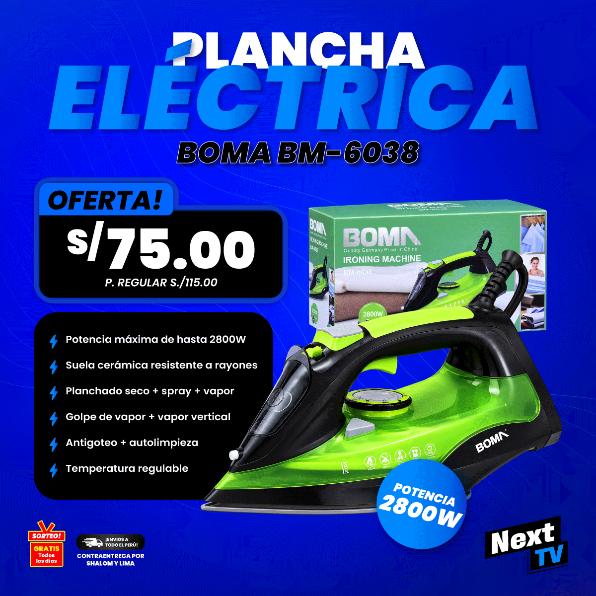 PLANCHA ELÉCTRICA 2800W BM-6038