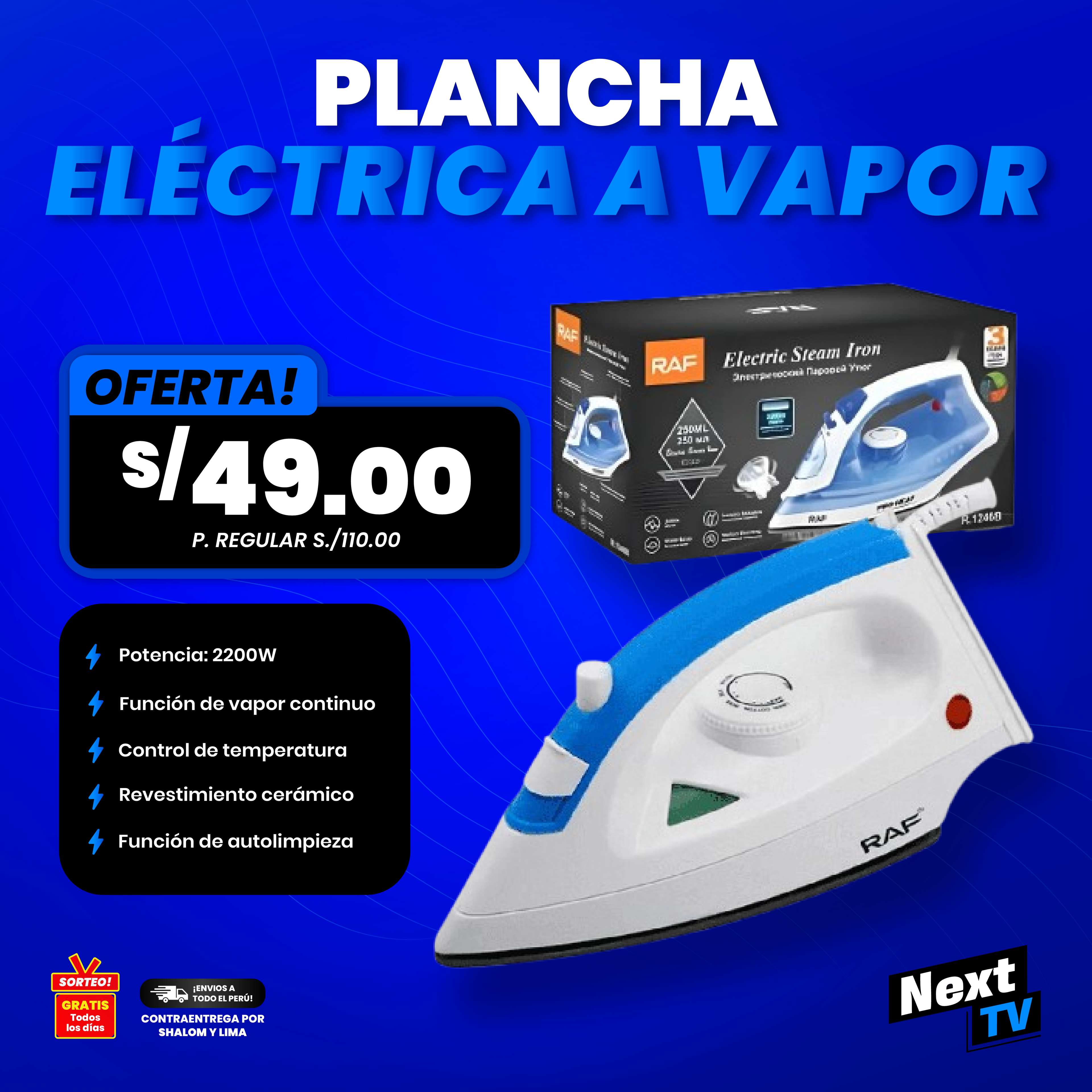 PLANCHA ELECTRICA VAPOR
