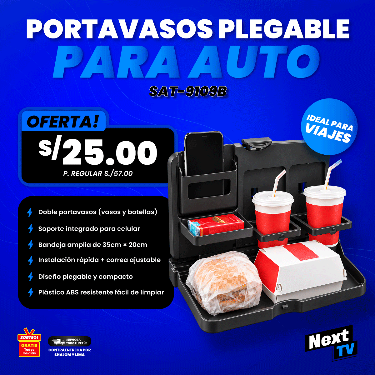 PORTAVASOS PLEGABLE PARA AUTO SAT-9109B - N2164