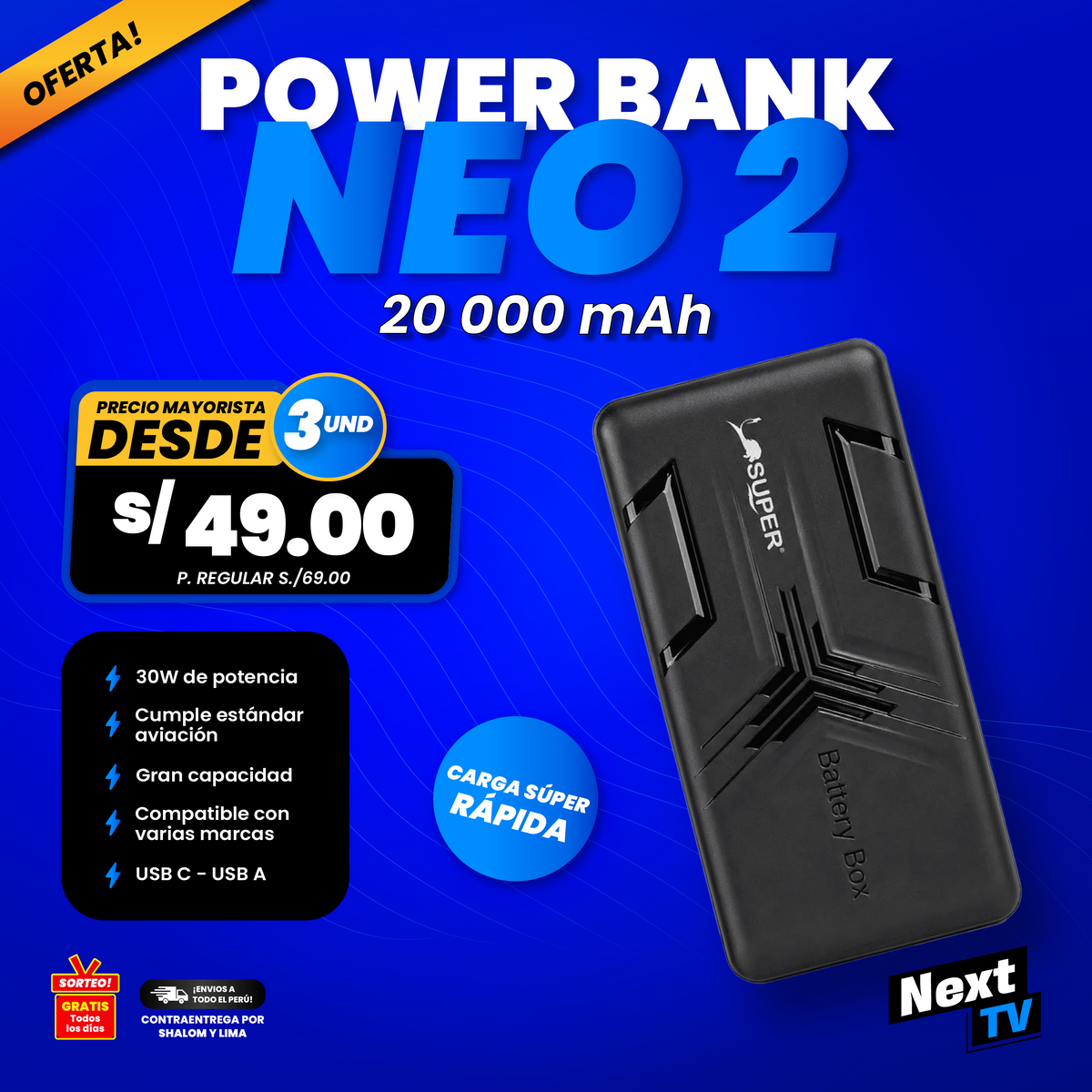 POWER BANK NEO 2 – 20,000 mAh - PRECIO MAYORISTA