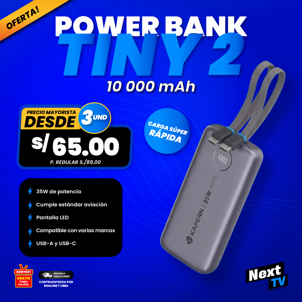 POWER BANK TINY 2 – 20,000 mAh - PRECIO MAYORISTA