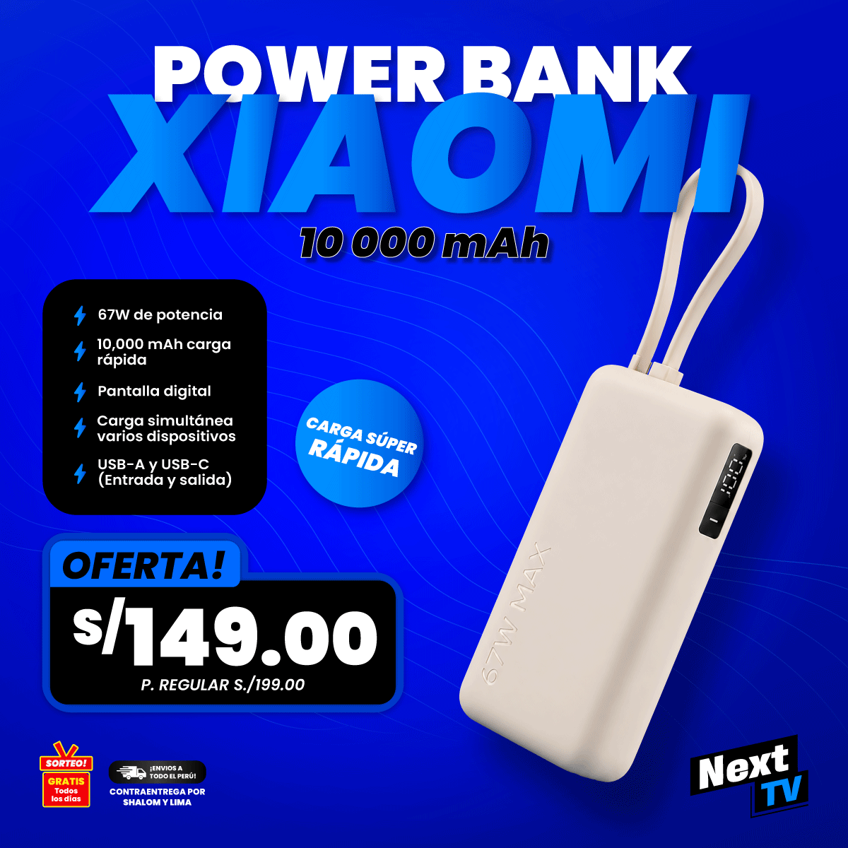 POWER BANK XIAOMI 10 000 MAH 67W