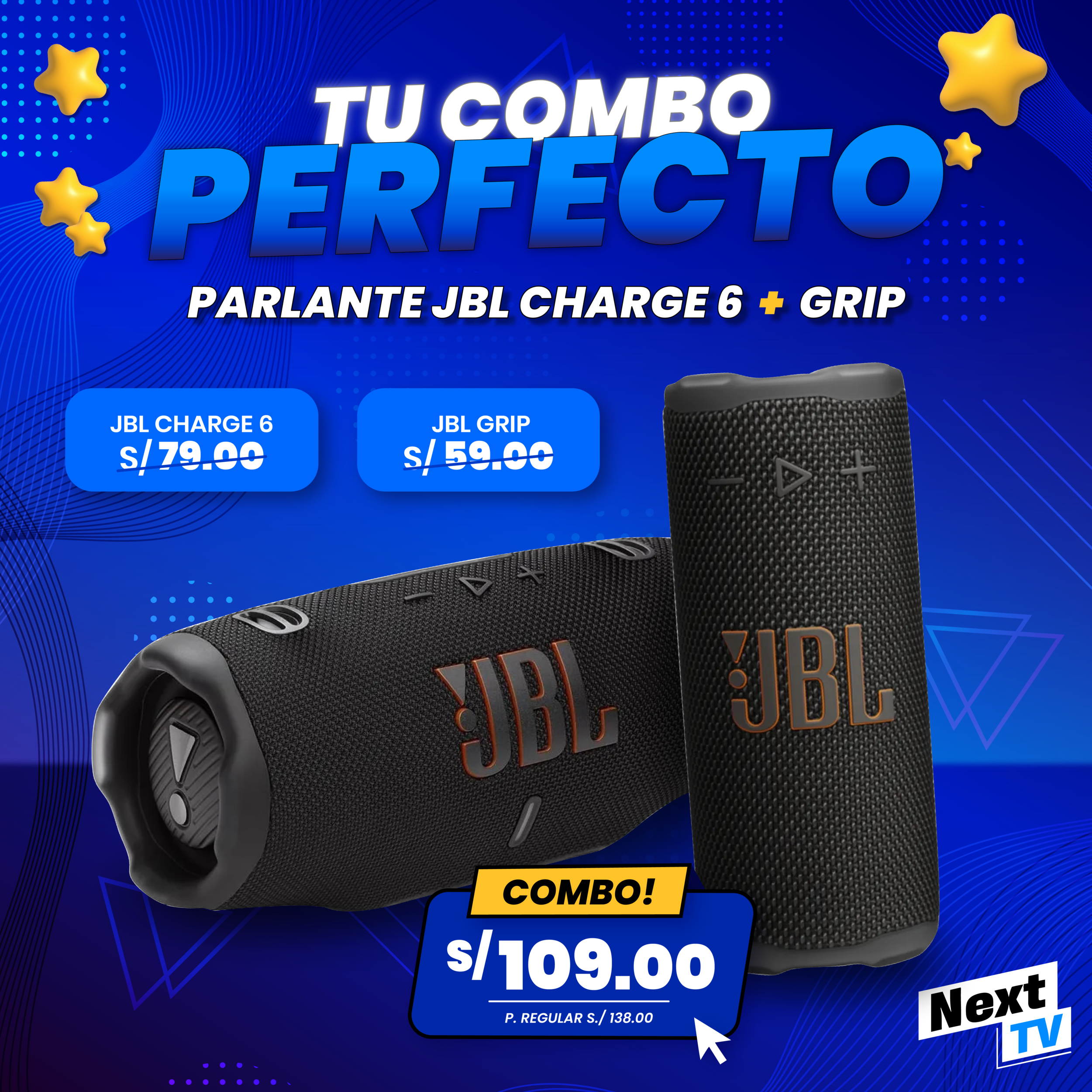 COMBO PARLANTE JBL CHARGE 6 + GRIP