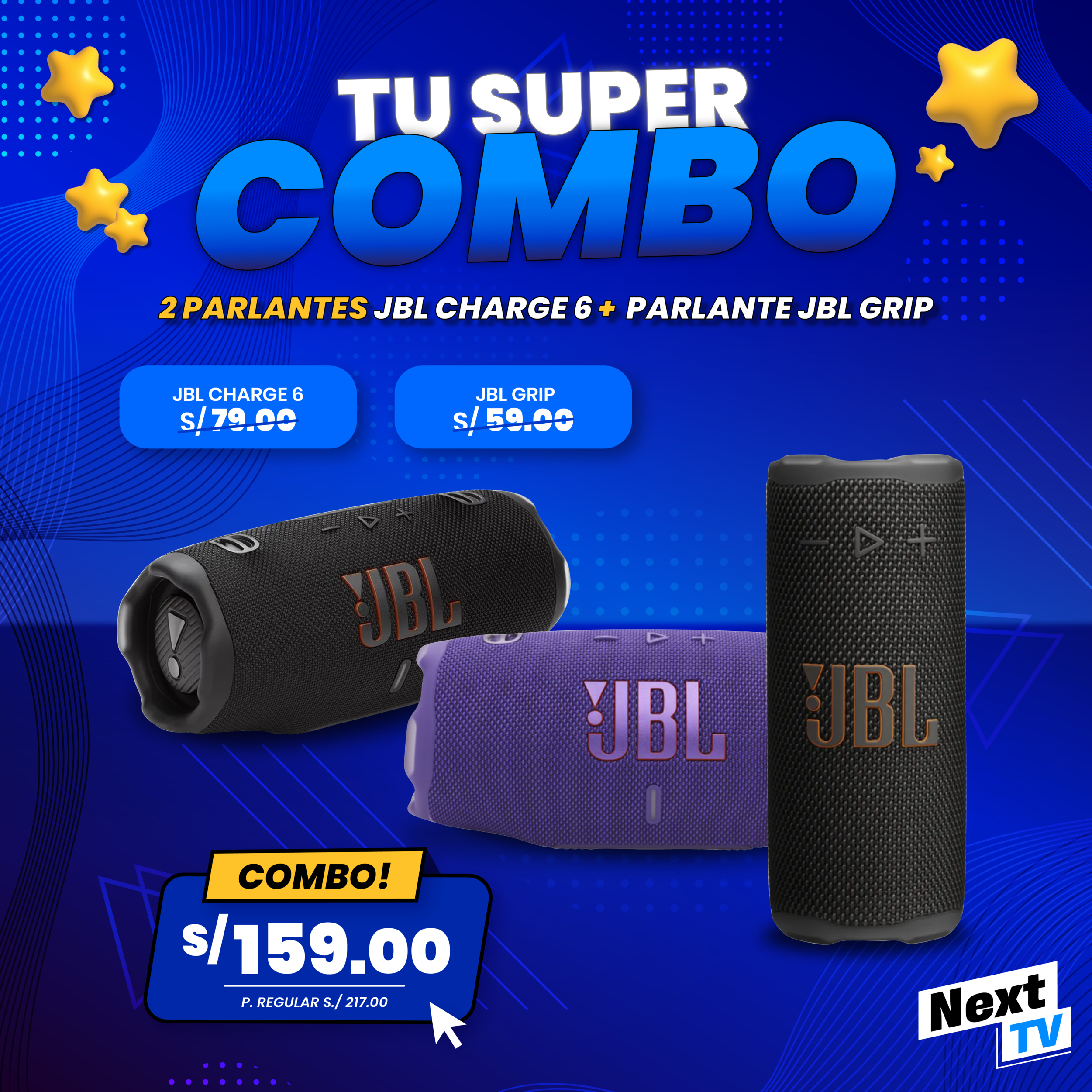 SUPERCOMBO 2 PARLANTE JBL CHARGE 6 + GRIP