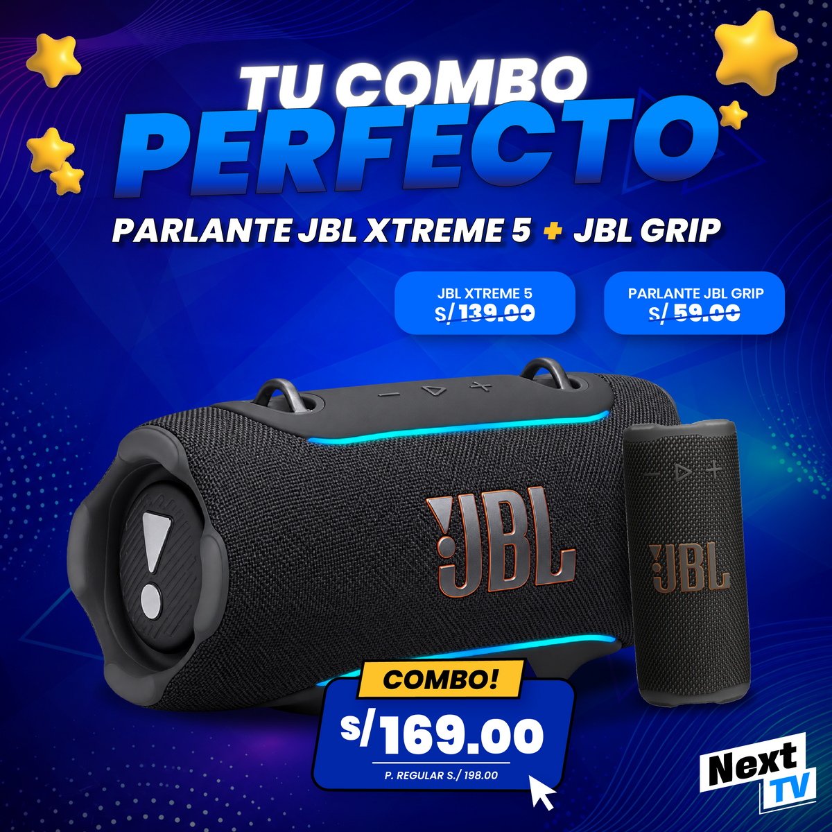 COMBO PARLANTE JBL XTREME 5 + GRIP